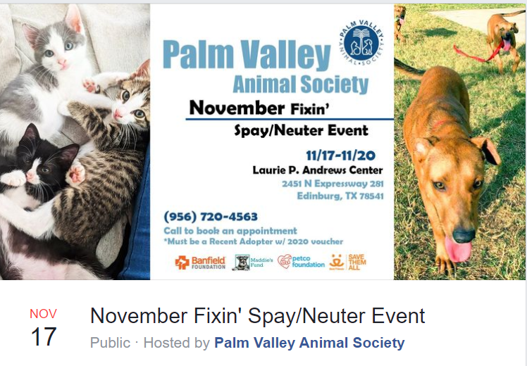 PrimalAwakening's tweet image. #PVASTX November Community Clinic, Saturday the 14th at the Laurie P. Andrews Center in Edinburg. $5 vaccines &amp;amp; $10 microchips. All RGV locals &amp;amp; their pets welcome. Pets registered on1st come,1st serve basis.4 pets per vehicle &amp;amp; ONLY 2 handlers per pet. facebook.com/pvastx/