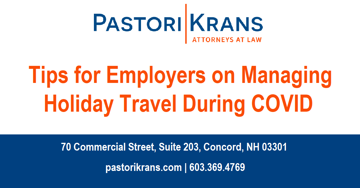 PastoriKrans's tweet photo. Click the link below to find tips from our Employment Law Group on how to manage employee holiday travel!

https://t.co/X5c2wT1T4r https://t.co/cV2vh75jxa