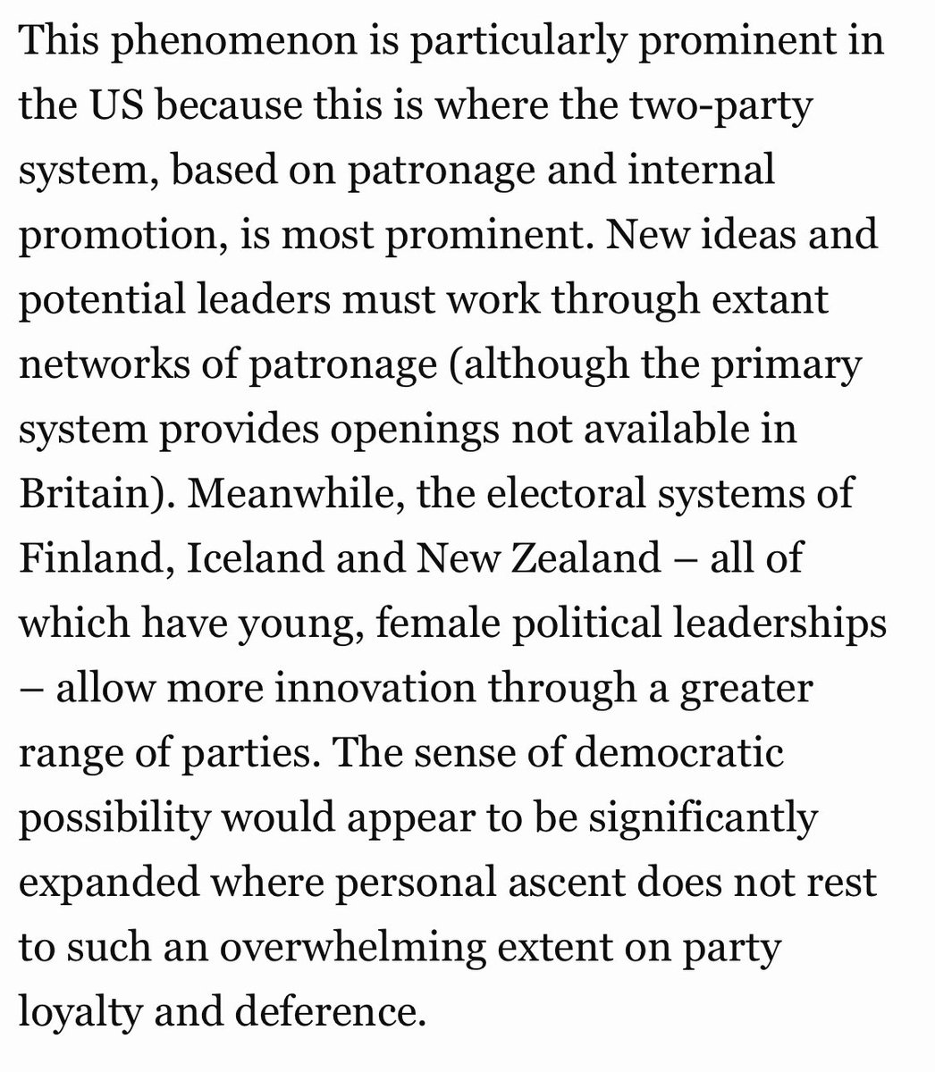 First past the post systems amplify all of these deeply corrosive trends. It is very possible that gerontocracy and plutocracy become most unassailable in these systems. This from the article 
