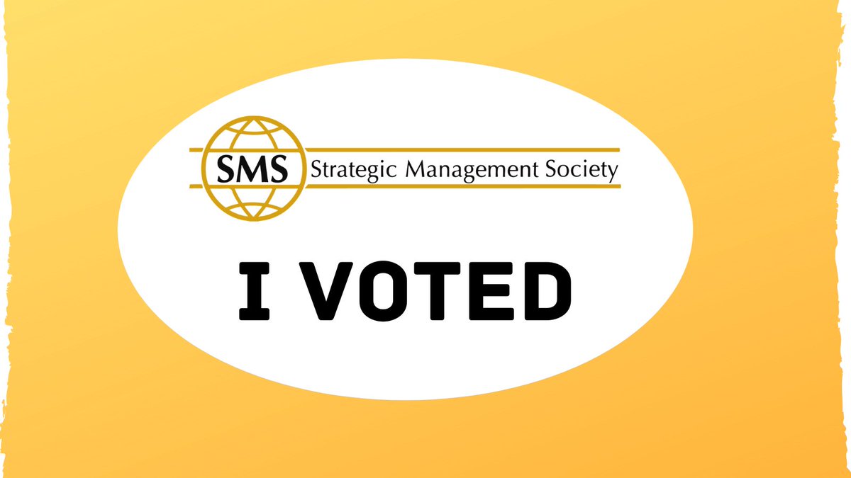 Strategic_Mgmt's tweet photo. Hey #SMSMembers, have you cast your ballot in the SMS leadership elections? If so, thank you! Here's your virtual sticker. If not, there's still time! Click here to vote by Dec 1st: https://t.co/B2yJfhQCOP https://t.co/8GSmryZ1cV