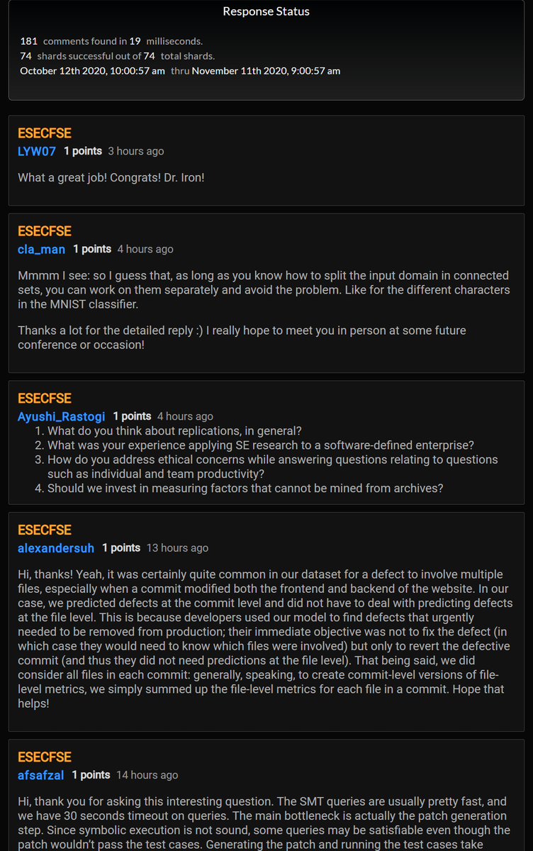 Our subreddit has received over 180 comments from users. Here are a few of the most recent ones... good discussions! 

#esecfse