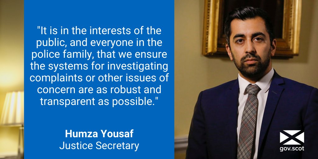 Justice Secretary <a href="/humzayousaf/">Humza Yousaf</a> welcomes publication of Dame Elish Angiolini's independent review into police complaints handling, investigations and misconduct issues.

It makes 81 recommendations for improvements across a range of areas.

Read more: ➡️bit.ly/3lnN9Gf