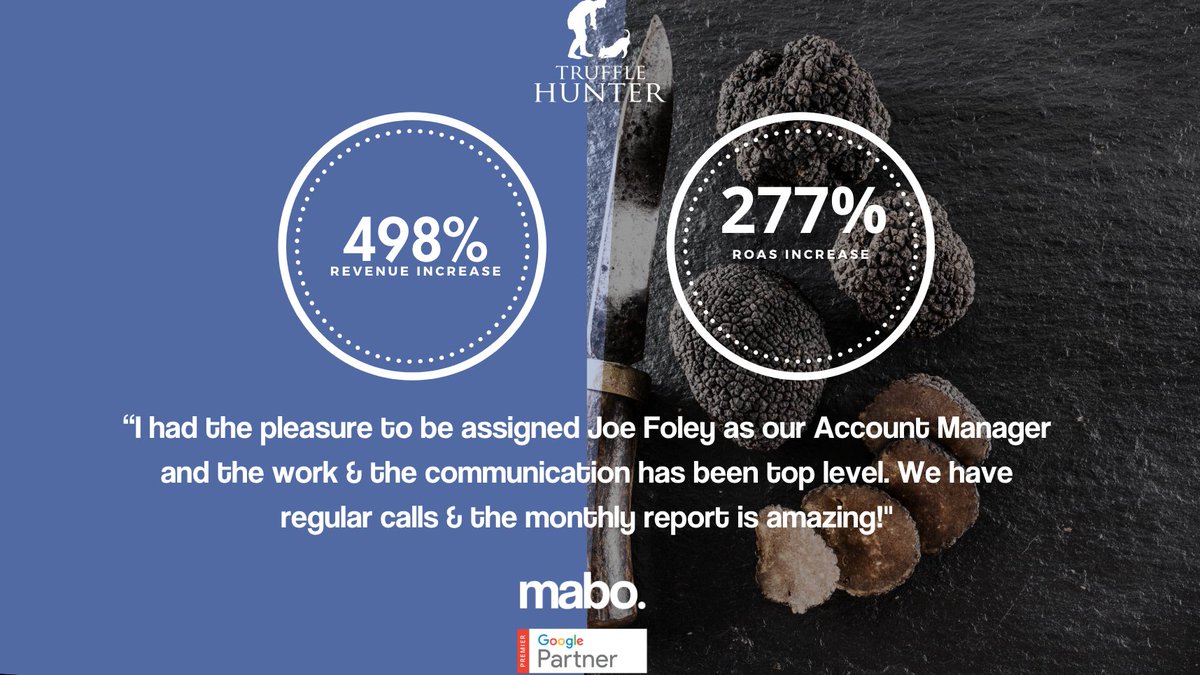 mabo_uk's tweet photo. π Mabo assisted Truffle Hunter In increasing their ROAS by 277% β whilst still supporting their retailers π
Click the link below NOW to find out more πππ
https://t.co/3pZmTvTl0P
#RevenueIncrease #PPC #PPCAgency #ROASIncrease https://t.co/lSNTEe9gw6