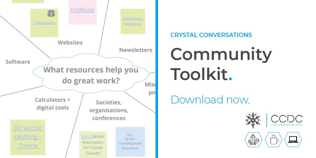 ccdc_cambridge's tweet photo. At November's #CrystalConversations with @BACG_ we built a community toolkit - collecting your recommendations of resources that help you do great #science. Download a copy here &amp; register for the final meeting on 3rd December: https://t.co/yHck5aBeGf
#chemistry #STEM https://t.co/zWewhc6ZGt