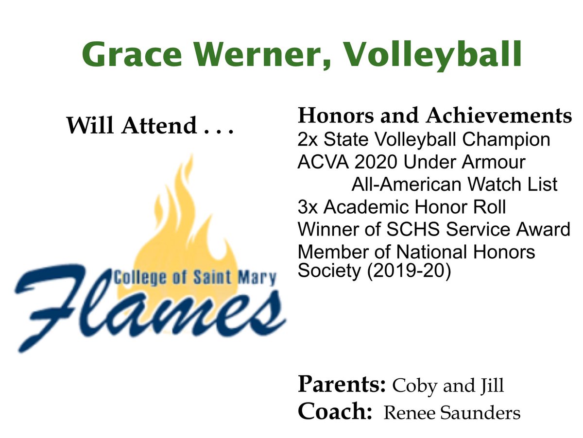 SkuttCatholic's tweet photo. Congratulations to Grace Werner of @SkuttCatholicVB! She has signed to play volleyball at College of Saint Mary. We cannot wait to see you soar with @csmflamesvb! https://t.co/lmMh1GUE55