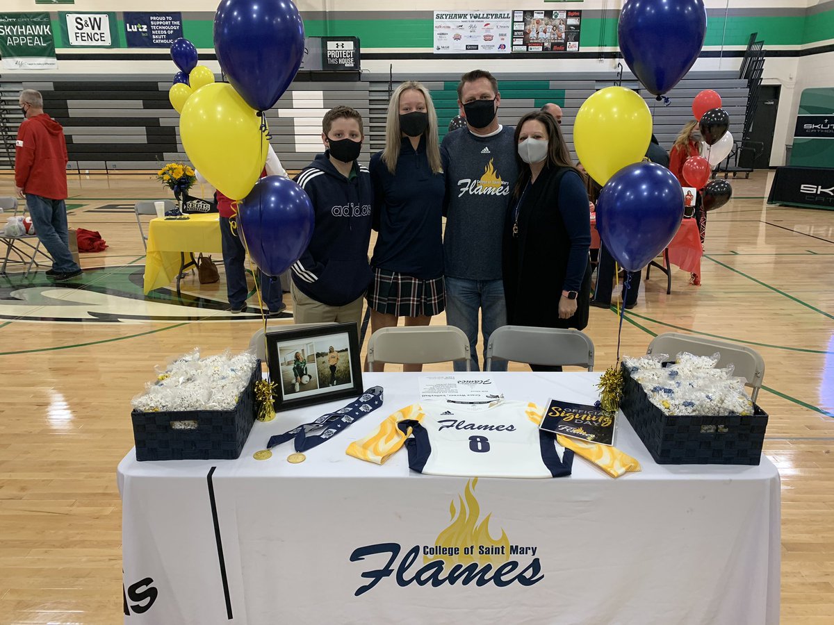 SkuttCatholic's tweet photo. Congratulations to Grace Werner of @SkuttCatholicVB! She has signed to play volleyball at College of Saint Mary. We cannot wait to see you soar with @csmflamesvb! https://t.co/lmMh1GUE55