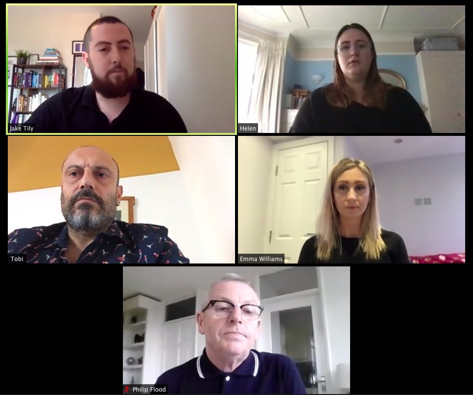 MusicinPrisons's tweet photo. #ITT25 #ReflectionsWebinars –– thanks to the fantastic panel for joining us to discuss training participants to lead - @jaketily, Helen from #MakingTracks, Tobi from #SoundingOut, @emmawilliamsUK and @philip_Flood https://t.co/eN1J5EyRUE