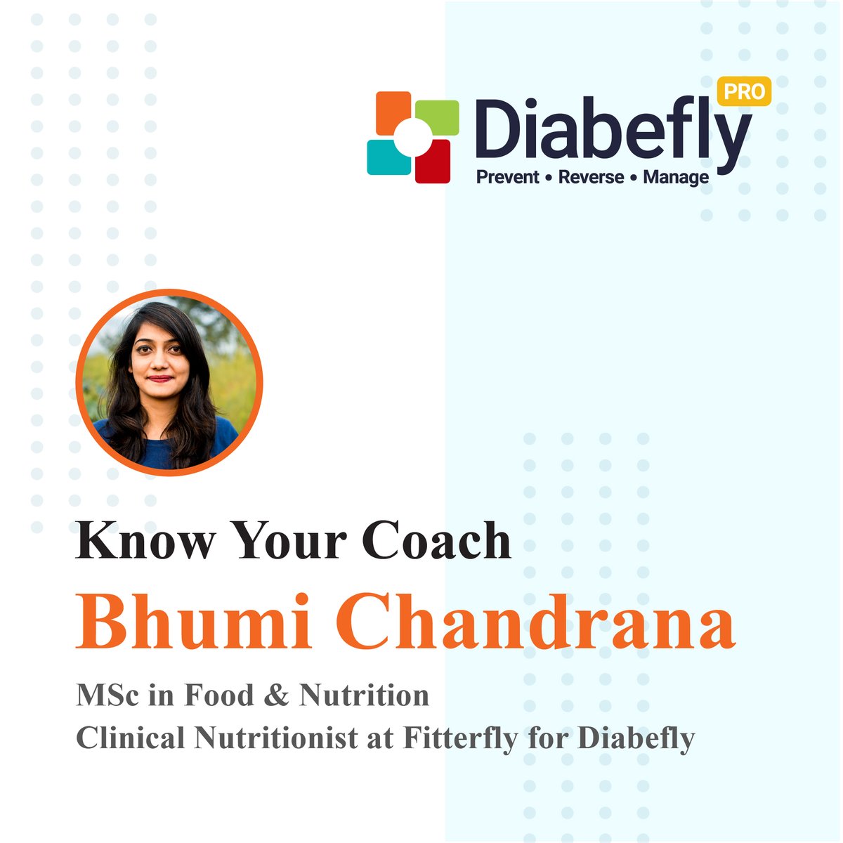 diabefly's tweet photo. Meet Bhumi Chandrana - Clinical Nutritionist at Diabefly.

#CoachesMakeTheDifference https://t.co/l87oIG5xun