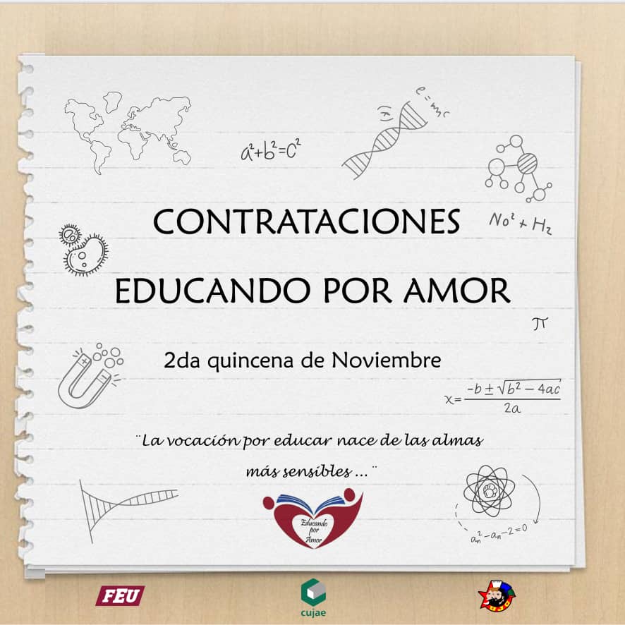 Educando por Amor es una tarea de impacto social que apoya al sistema de enseñanza media y media superior, vinculando a los estudiantes universitarios directamente con los centros educacionales.

Es otro bastión donde nuestros jóvenes han dado todo de sí...

#LaVozCujaeña #ExA