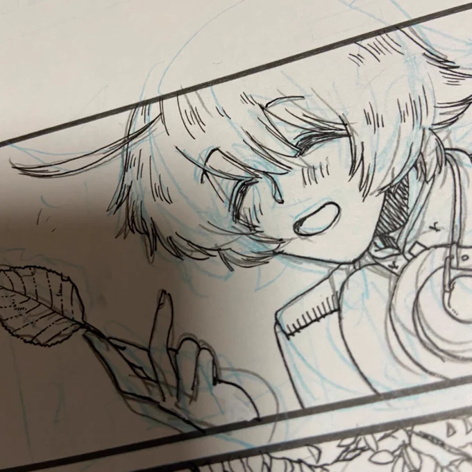 28ページ中
ペン入れ 13ページ
葉っぱにはしゃぐキララ
 #進捗ノート https://t.co/rYqgpVIMcJ 