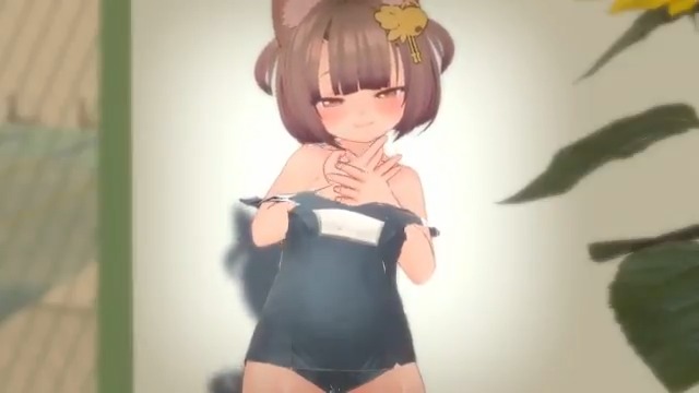 プール授業を抜け出して&hellip;「&hellip;ふたりだけのヒミツだよ&hearts;」  ・ハイポリノーマルマップをローポリに焼き込み -Blenderだとうまくベイクできなかったのでサブスタンスを使用 ・水着ウェイト調整 ・脱衣ブレンドシェイプの作成とアニメーションで服をはじめから最後まで脱がせることができたよ☆