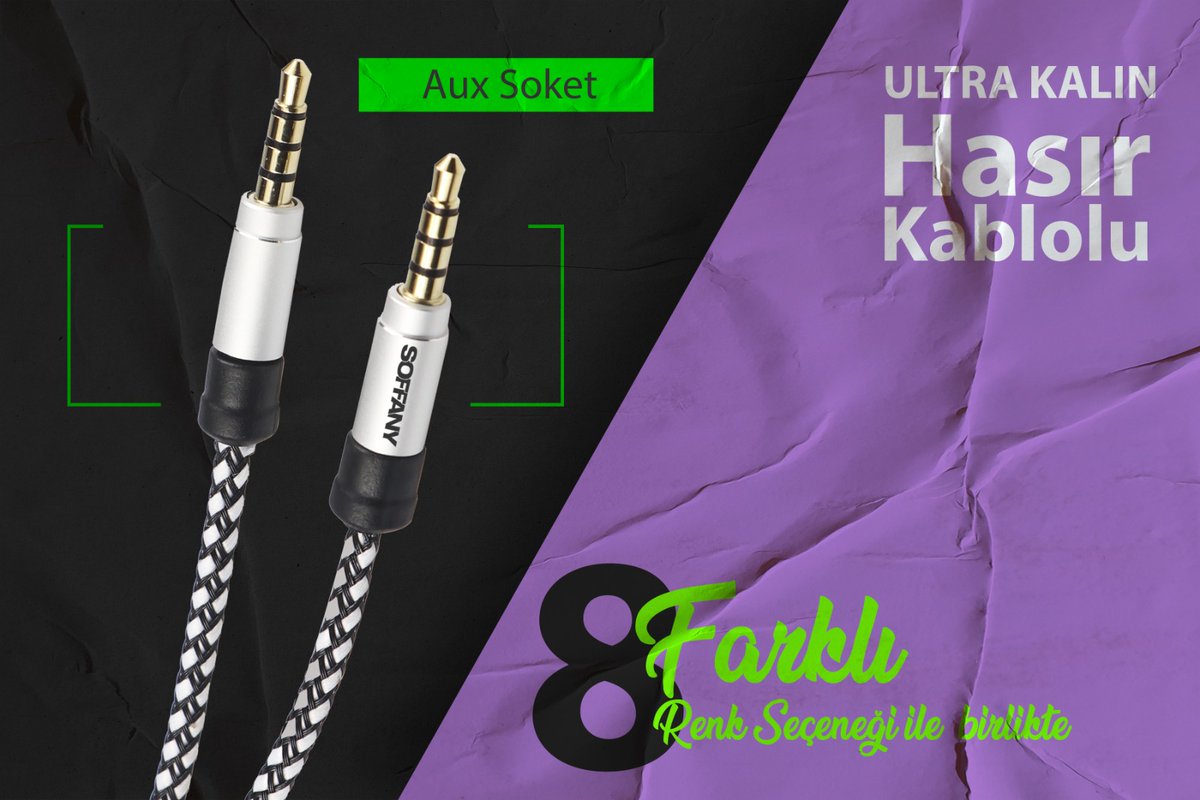 soffanycomtr's tweet photo. Aux kablolarımız, 8 farklı renk seçeneği ve dayanıklı hasır kablo yapısıyla uzun ömürlü kullanım sunar.
#soffany #telefon #kablo #aux #müzik https://t.co/TnQGct137C