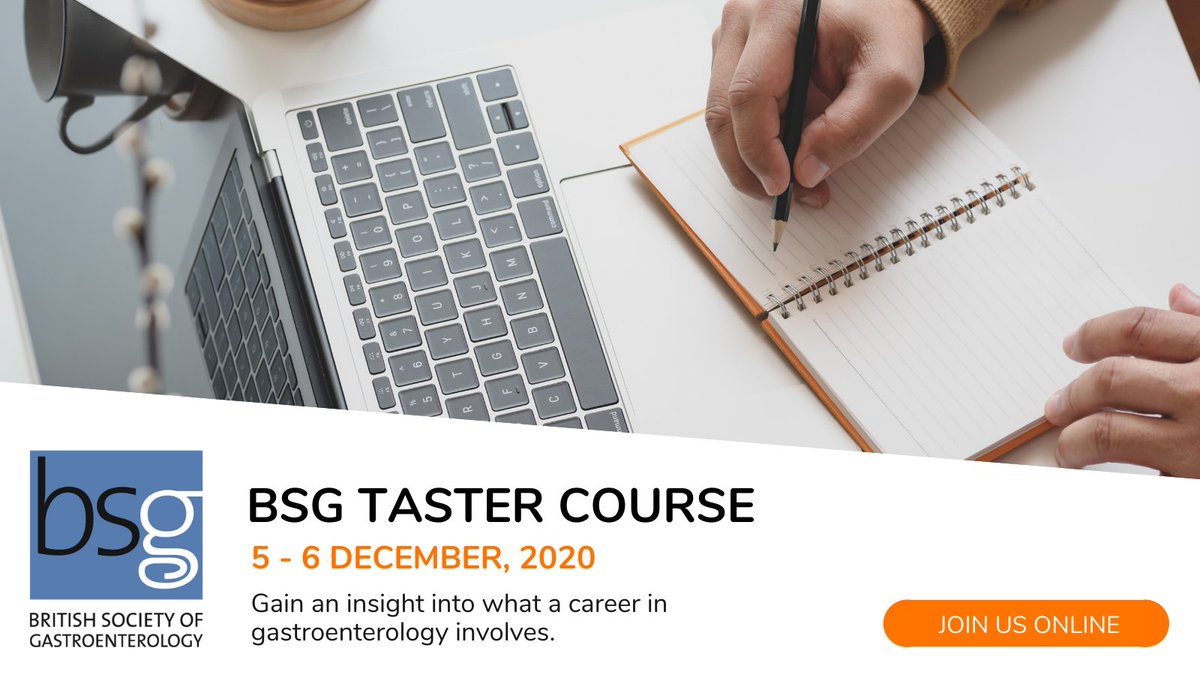 BritSocGastro's tweet photo. Join @BSGTrainees for the annual BSG Taster Course which will be taking place virtually on the 5th-6th of December. Sign up to gain an insight into what a career in #gastroenterology involves: https://t.co/4zRbGEATL8 #Gastroevent #BSGtaster https://t.co/SnXb3y92d4