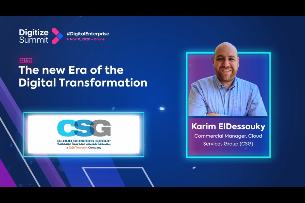 DigitizeSummit's tweet image. ⚡⚡ Karim ElDessouky from Cloud Services Group (CSG) Session ⚡⚡

Topic: &quot;How to succeed with ERP Applications over the Cloud&quot;
Speaker: Karim ElDessouky, Commercial Manager, Cloud Services Group (CSG)

Watch now: buff.ly/32yg43k