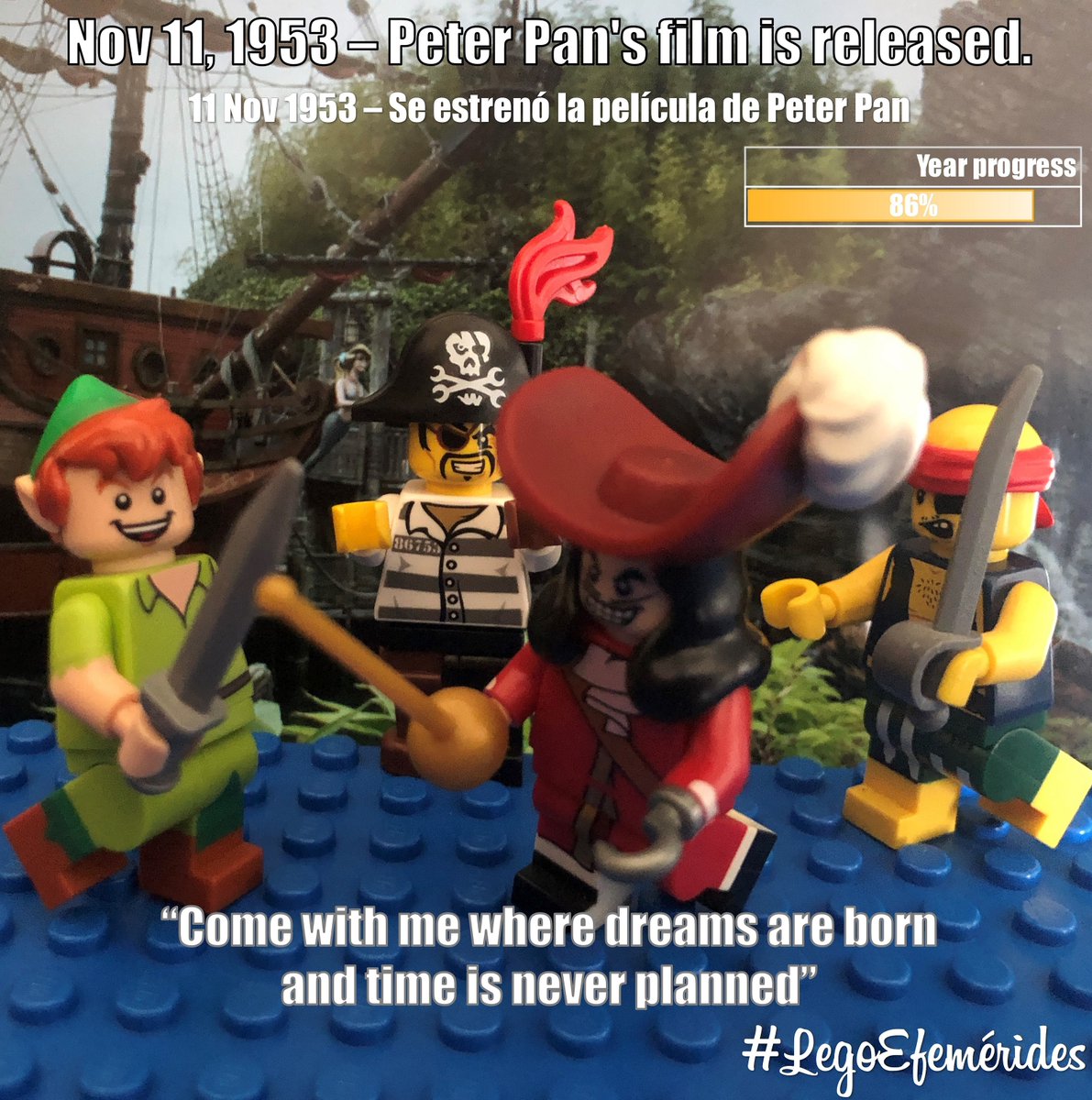 legoefemerides's tweet photo. #Nov11 #1953 - Peter Pan s #film is released
#11Nov 1953 – Se estrenó la #película de #PeterPan
Come with me where #dreams are born and #time is never planned
---
#11deNoviembre #CaptainHook #Disney #LegoDisney ...
#Minifigures : #dis015 #njo236 #dis016 #col252
#LegoE https://t.co/MYywDPAALn