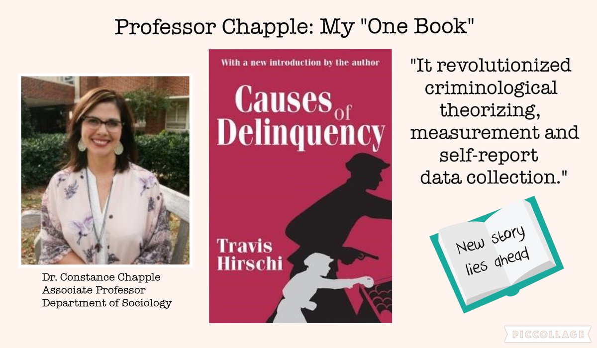Our "One Book" series continues with Professor Constance Chapple (@ConnieChapple). Her "one book" is Causes of Delinquency (1969) by Travis Hirschi. For more information about this book and its impact, see facebook.com/OUsoccrim/post…. Dr. Chapple, thank you for sharing this!