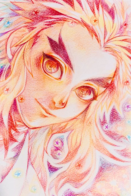 綿飴さんがTwitterに投稿した煉獄杏寿郎(鬼滅の刃)のイラスト。