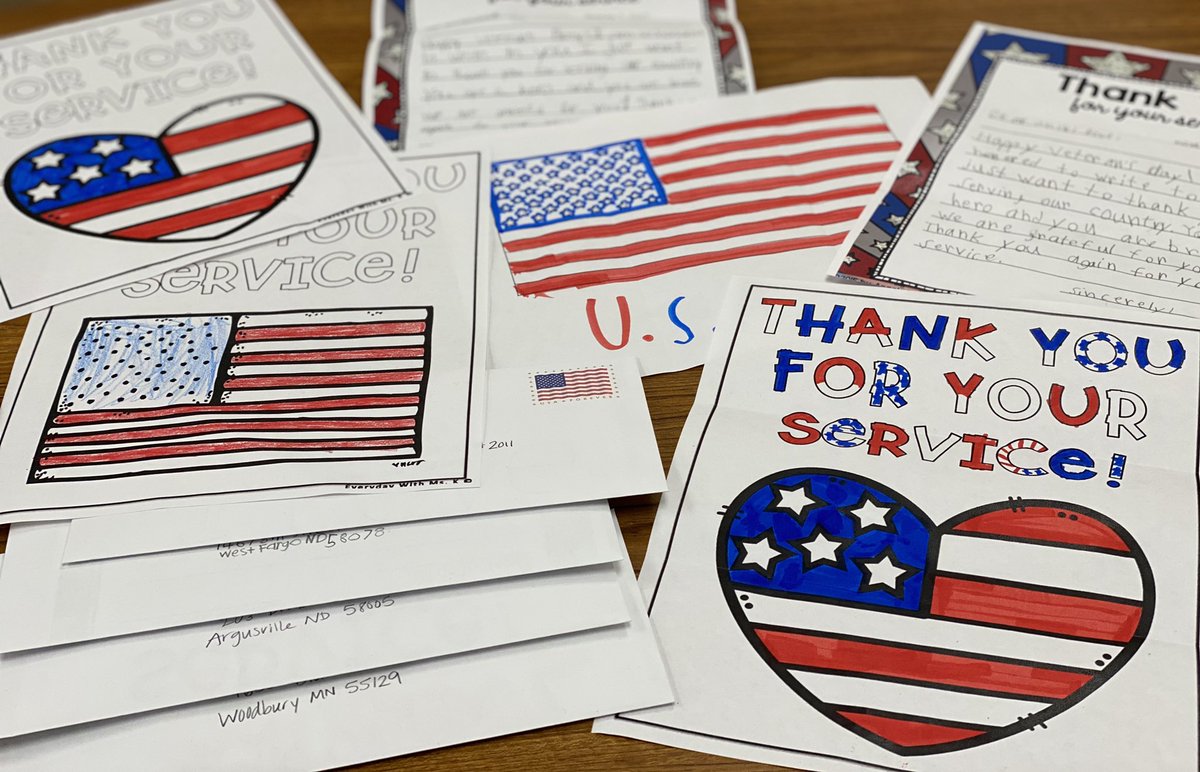 Mrs_Eller's tweet photo. Happy Veteran’s Day! 🇺🇸 Our learners were excited to send some joy to the mailboxes of our country’s heroes!📬 https://t.co/1UFvvKfiZE