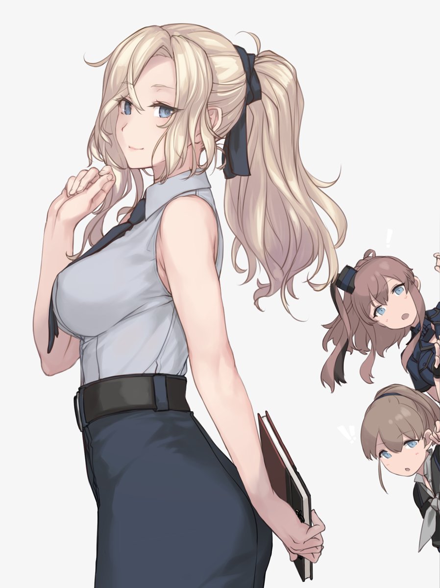 hornet (kancolle) ,intrepid (kancolle) ,saratoga (kancolle) 3girls multiple girls ponytail long hair sleeveless skirt shirt  illustration images
