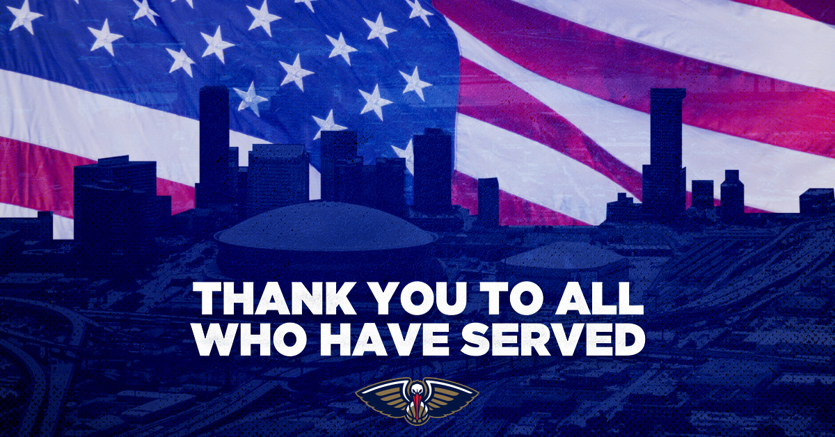 PelicansNBA's tweet photo. Thank you to all veterans and their families! 🙏
  
#VeteransDay https://t.co/KrLJ8n90AV