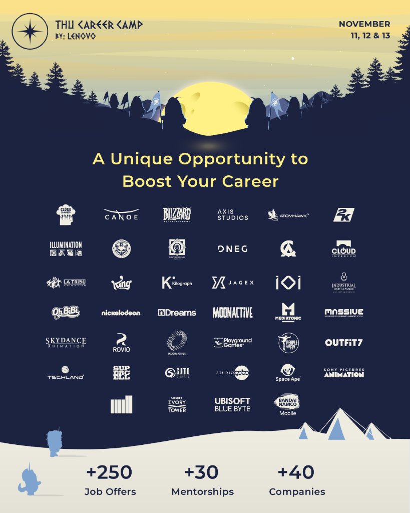 CAGames's tweet photo. We are available at this year's @Trojan_Unicorn career camp!

In this free 3-day online event, our experts will be giving portfolio reviews and providing industry mentoring.
#THUCareerCamp https://t.co/UpsupXWcit