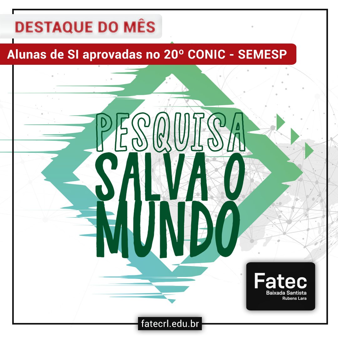 FatecRubensLara's tweet photo. 🤗 Alunas do curso de Sistemas para Internet foram aprovadas no 20º CONIC-SEMESP!

Leia nossa matéria completa: https://t.co/01zWLiIx7M

#CONIC #FatecRL #BaixadaSantista #SEMESP #CPS #SI https://t.co/Ag08bHvWX4