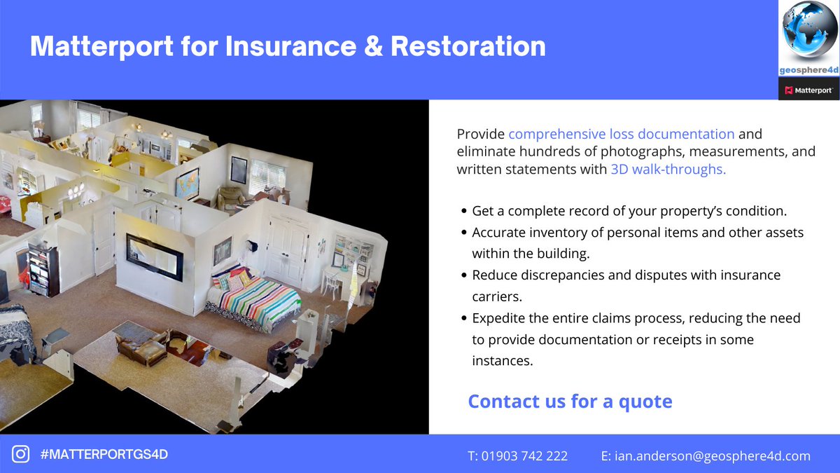 Create an accurate &amp; comprehensive digital document of your property and assets for insurance, restoration, planning and development. 

For more information &amp; a Flyer drop us a direct message or email ian.anderson@geosphere4d.com
#matterport #property #realestate #sitemanagement