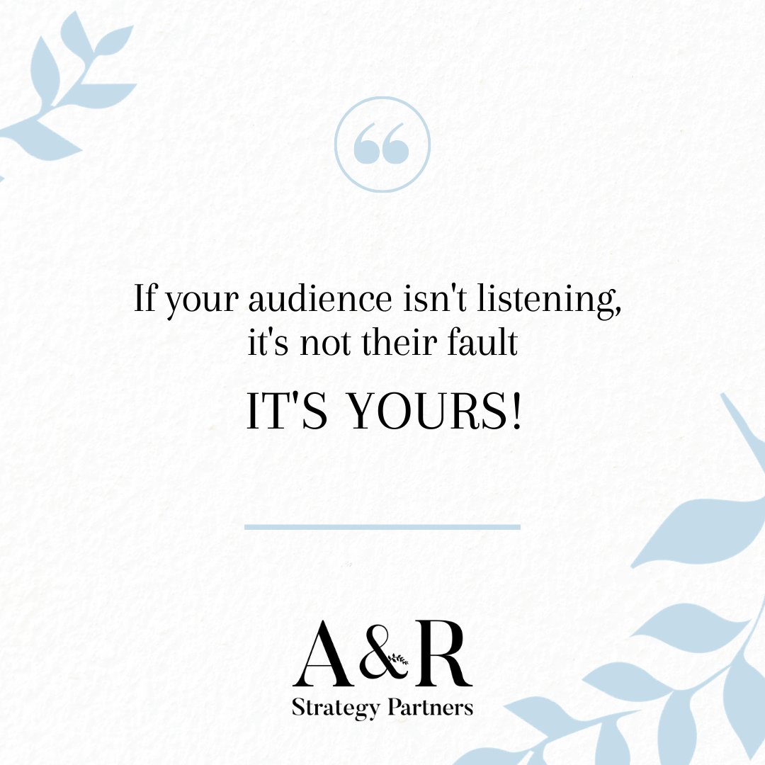 ARStrategy's tweet photo. It's your job to connect with your audience, not their job to connect with you. Pay attention to what they want to hear!
.
.
#marketing https://t.co/ZTMf46nHSX