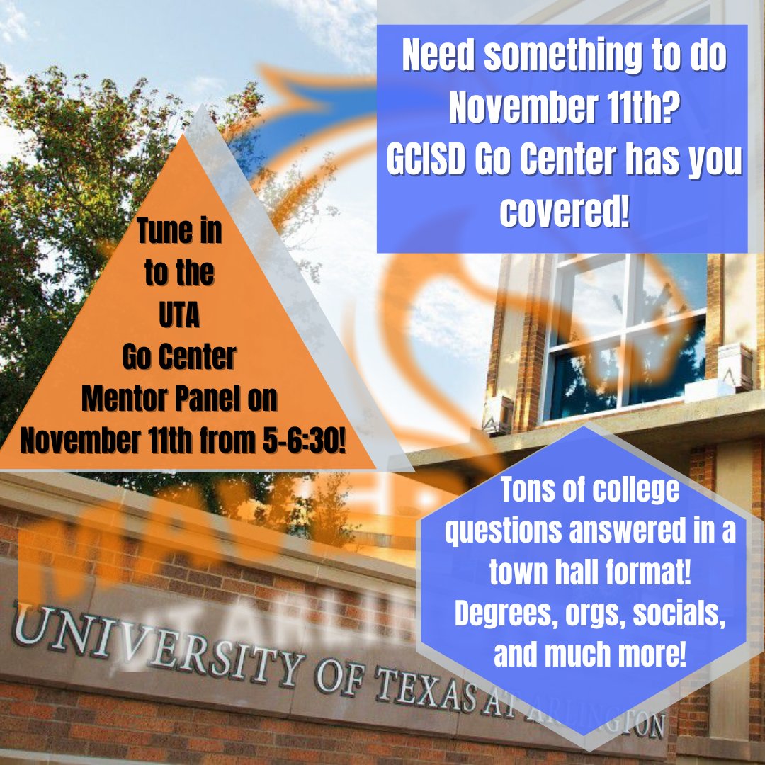 Tune into the Go Center Mentor panel tonight to hear from actual college students and ask questions!  You can join by clicking on the link at 5:00 PM tinyurl.com/y44u3mm3

@gvinecounseling <a href="/CHHSCounseling/">CHHS Counselors</a>