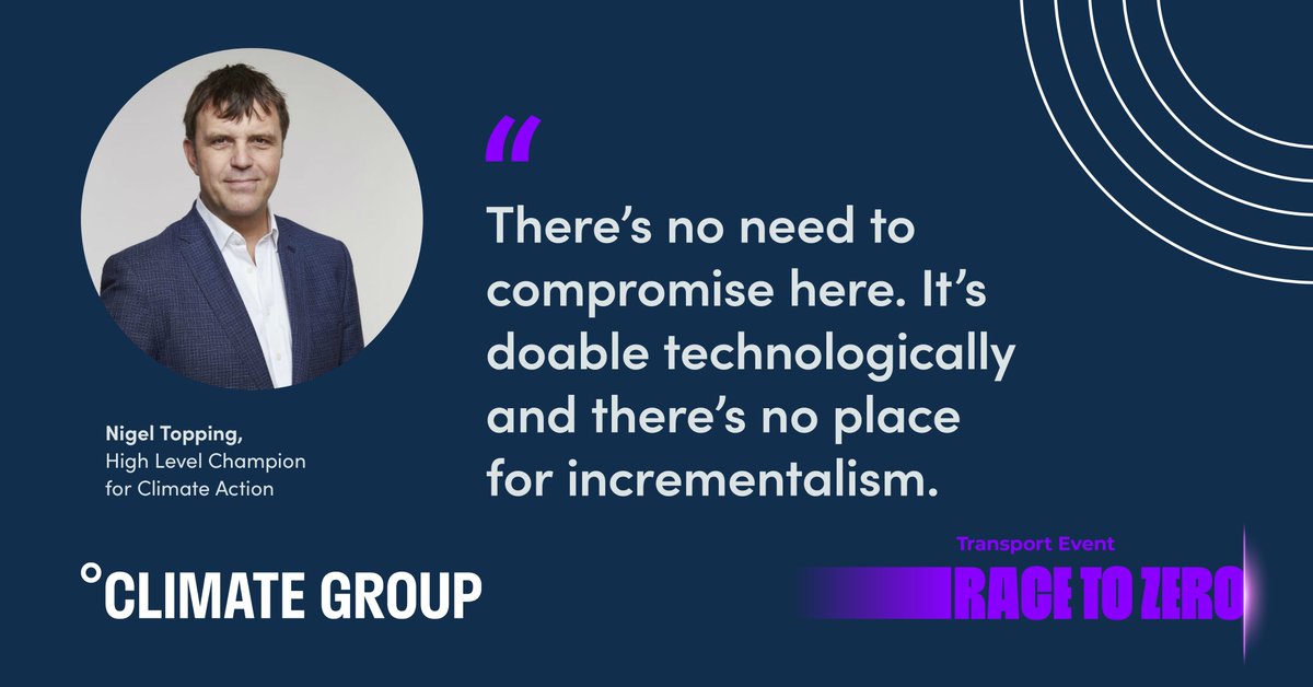Events concludes with a closing address from  #COP26 Champion  @topnigel. He makes it clear that he expects big things from the non-state actor community over the coming year.Thank you everyone for joining the Climate Group's  #RaceToZero transport event.
