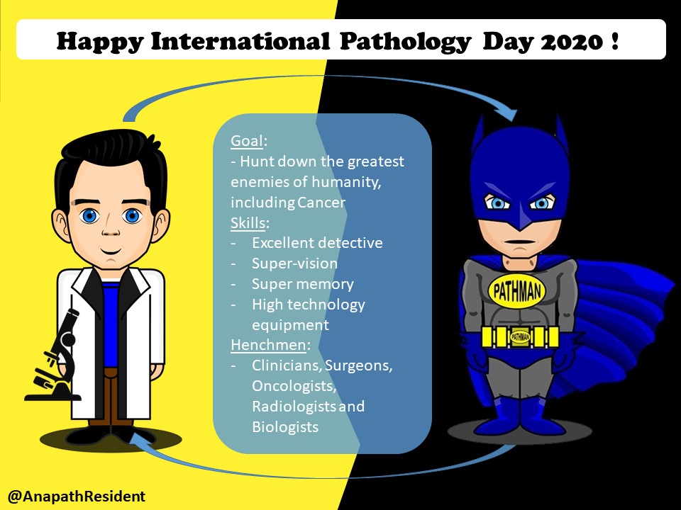 A_Morini_MD's tweet photo. Happy International Pathology Day 2020!
A super doctor who acts in the shadows for patients who has the right to a little more light today! 
@RCPath @pathologistmag @SFPathol @Annpathol 
#IPD2020 #pathtwitter #pathologist #francophonepath https://t.co/0AczTNp93C