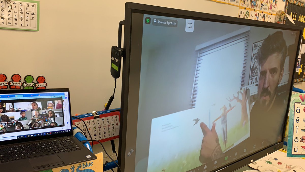 blarsond205's tweet photo. Mystery Reader Zoom style- thanks @LincolnD205  for the great big screen &amp; @Jason_Rubo https://t.co/jclwX87xmj