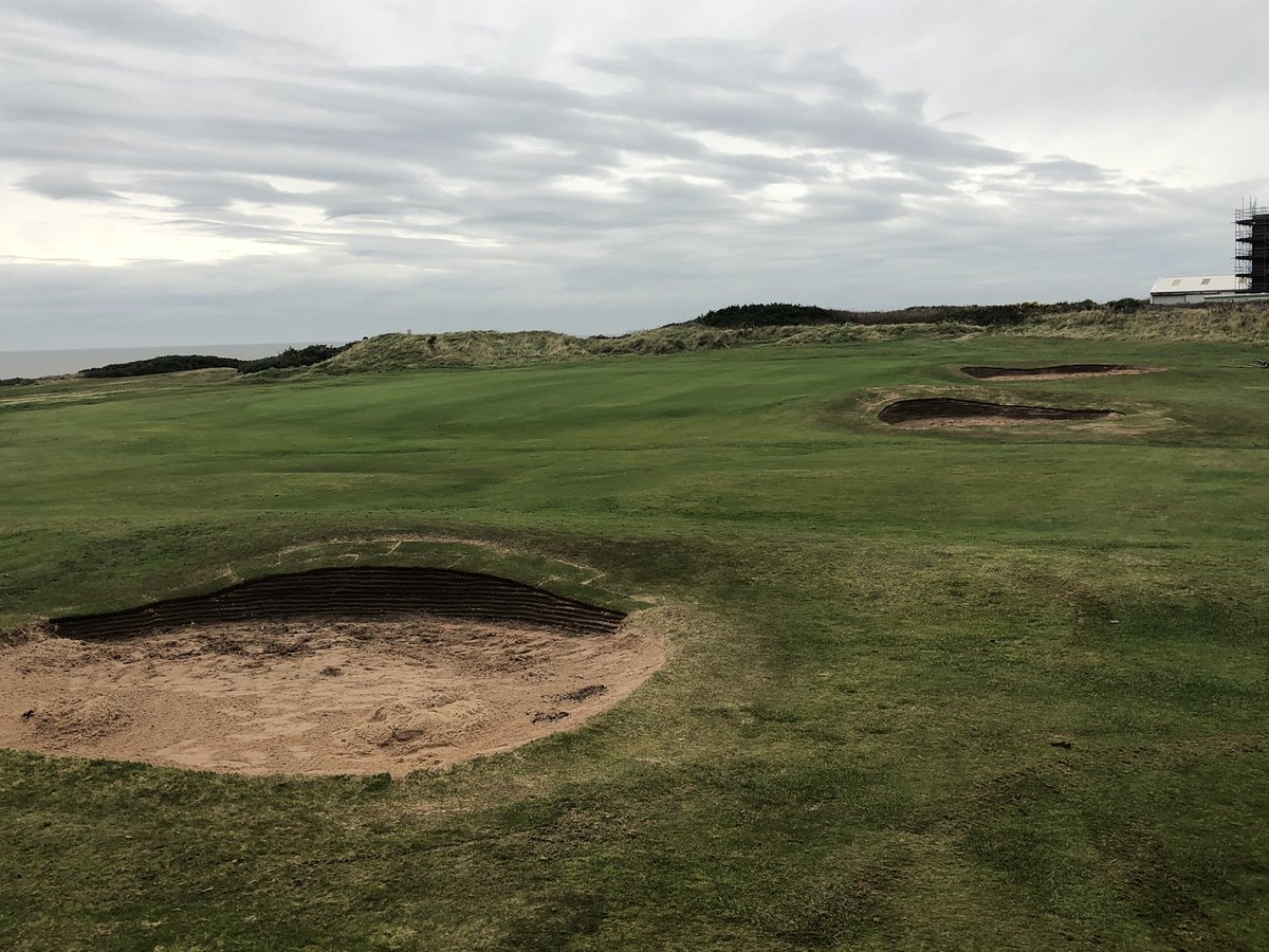 >Front right bunker turfing completed/top dressed
>Back right now has a turf wall in
> Last photo is of all 3 on the right completed