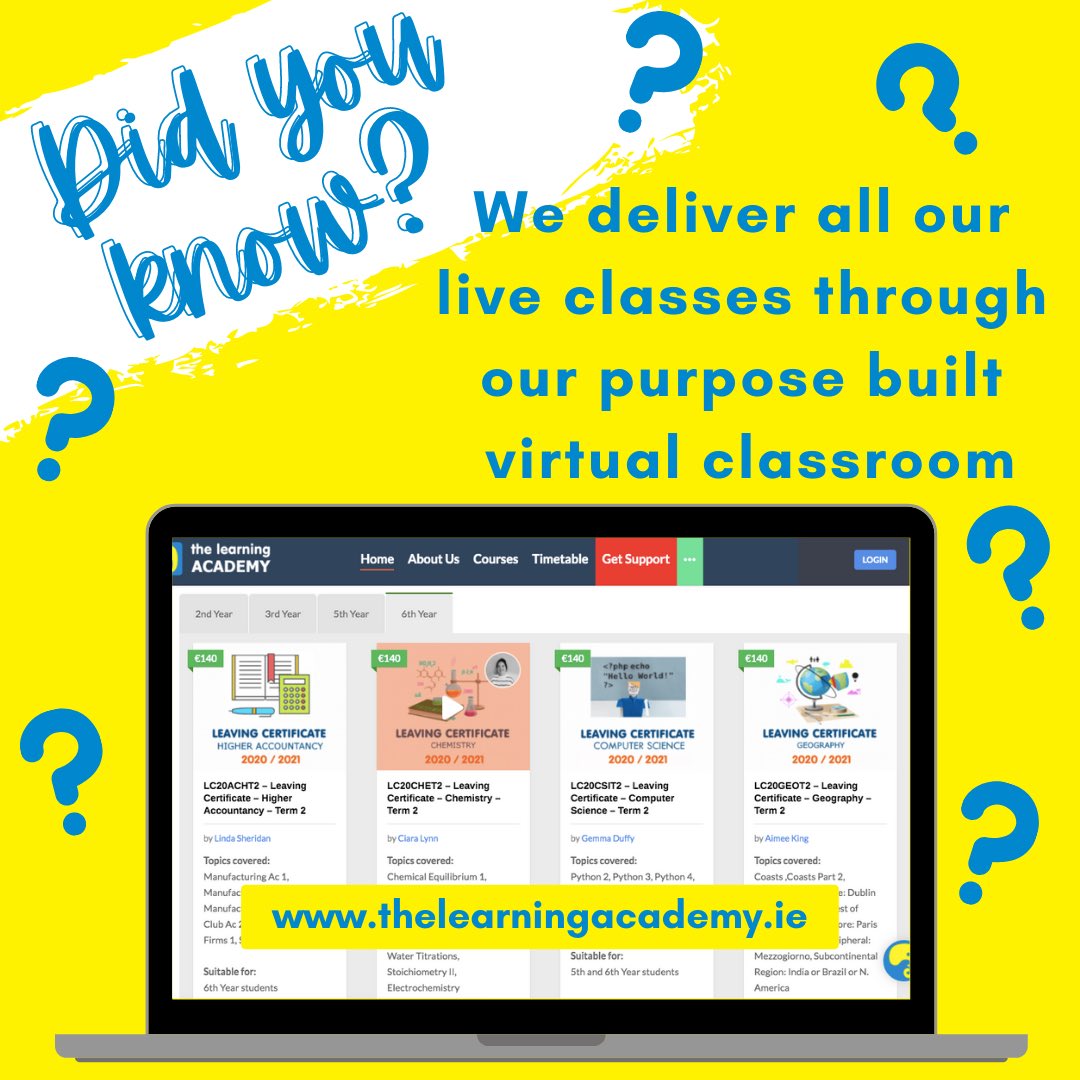 TLAGrinds's tweet photo. #thelearningacademy #cjfallon #didyouknow #purposebuilt #virtualclassroom #remotelearning #live #online #interactive #affordable #grinds #login #anywhere #inireland #juniorcert #leavingcert #revision #school #exams #study #education https://t.co/wjrH3RjbPc