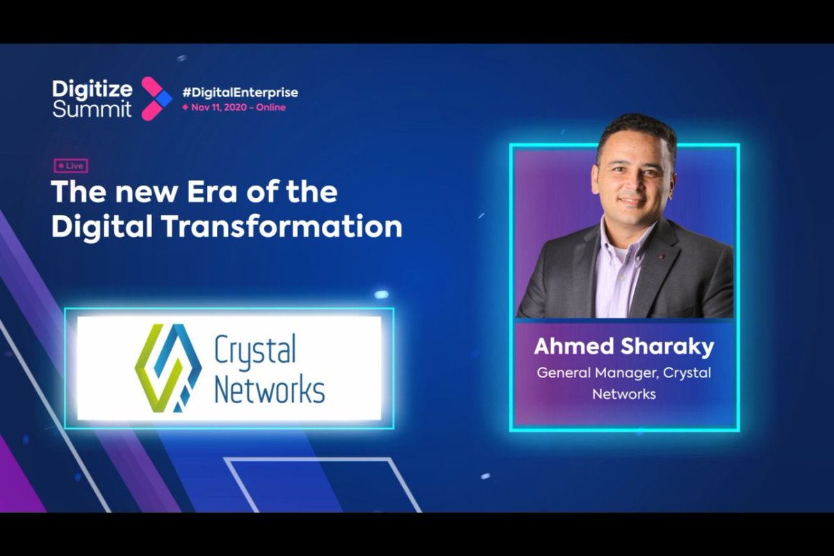DigitizeSummit's tweet image. ⚡⚡ Ahmed Sharaky from Crystal Networks Session ⚡⚡

Topic: &quot;The new Era of the Digital Transformation&quot;
Speaker: Ahmed Sharaky, General Manager, Crystal Networks

Watch now: buff.ly/32yg43k

#DS2020 #digitizesummit #digitalenterprise