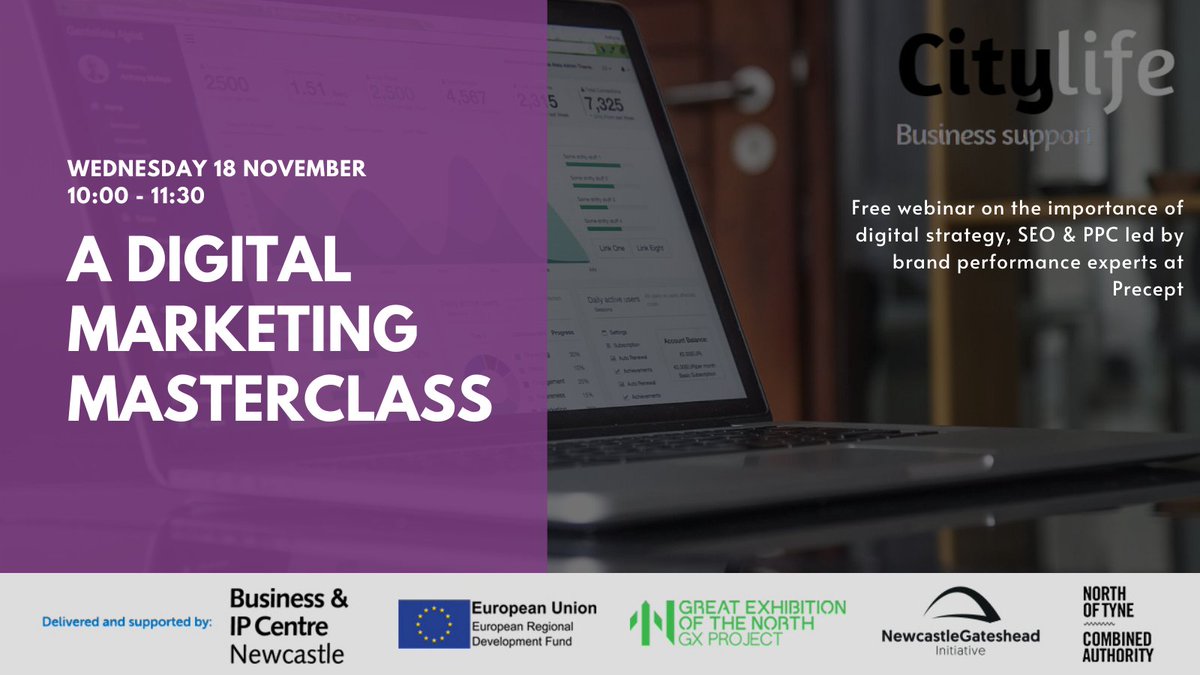 Citylife_NCL's tweet photo. #DigitalMarketing has become a lifeline for #SMEs during the pandemic. 

@Precept will discuss all things strategy, #SEO &amp; #PPC and provide specialist advice to help you enhace your online presence, in our next webinar.

This isn’t one to miss! Sign up: https://t.co/K8OjyOBnGG https://t.co/418rp3GPGS