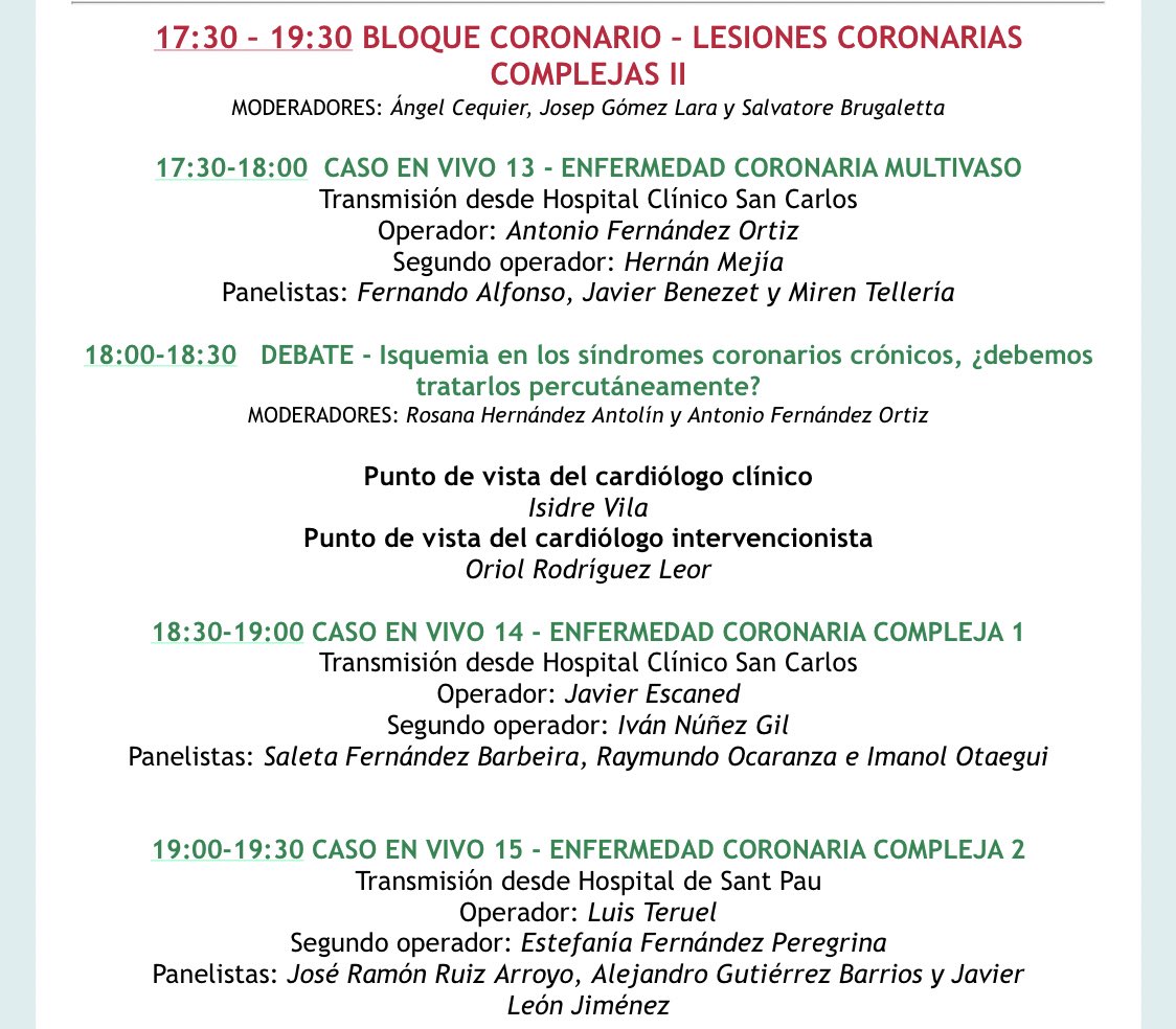 CSC_interv's tweet photo. Empezamos el miercoles con la #Mitral y #Tricuspide A segunda hora #ComplexPCI No te lo pierdas #CSCWeek https://t.co/A8lzTaQnb0
