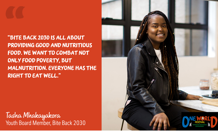 NestleUKI's tweet photo. .@tasha_tatenda of @BiteBack2030 now expresses that food poverty is a multifaceted issue, and a key factor to it is the inaccessibility of healthy food within less-affluent communities. She stresses that healthy food is a human right. #ONEWORLD2020🌎 https://t.co/tB3GGnQI7l