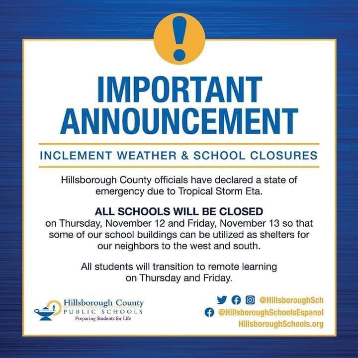 Teachers and students will be eLearning for Thursday and Friday. Please check CANVAS daily.