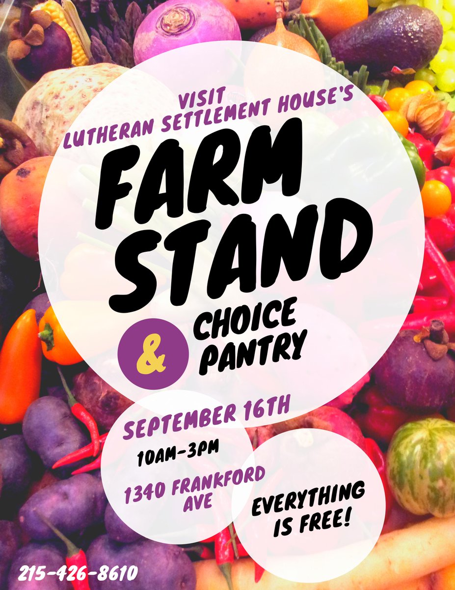 LSHphilly's tweet photo. TODAY! From 10-3, come by our building at 1340 Frankford Ave for our Farm Stand and Choice Pantry to grab some fresh veggies, dry and canned goods, and even meat and dairy options! Don't miss it, this is the last farm stand of the season!
All are welcome
#foodsecurity #LSHPhilly https://t.co/X6IfaTG6Ed