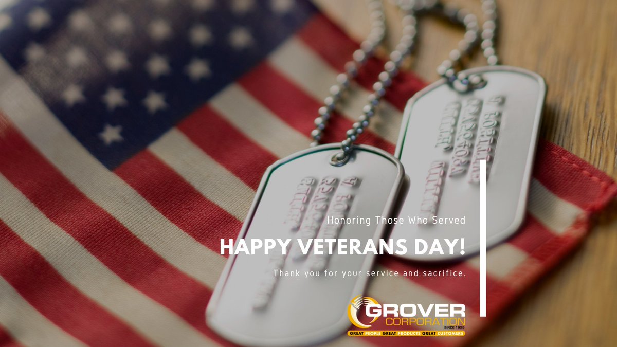 GroverCorpWI's tweet photo. Today we are grateful for the men and women who served and those who are currenlty serving in the United States Armed Services.

Thank you to all who have served our nation. #USA #HappyVeteransDay https://t.co/EBBXKpqMVd