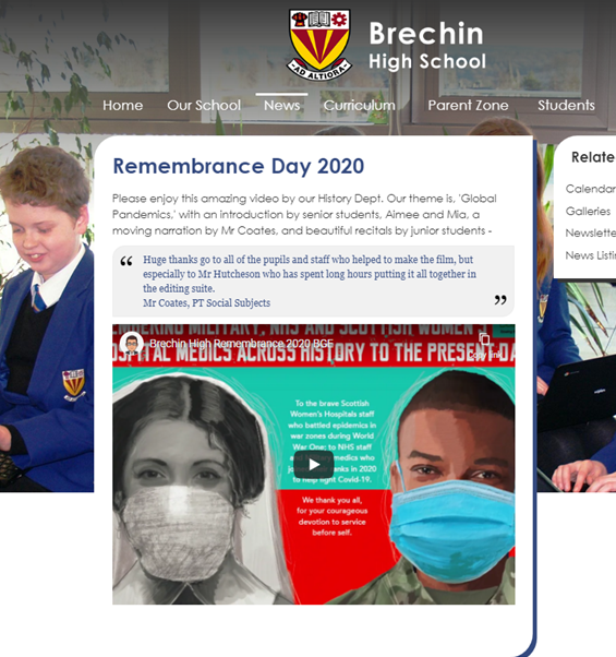 Our History Dept's beautiful Remembrance Day video is now up on our website ➡️ bit.ly/32wYT24 #ThisIsBrechin