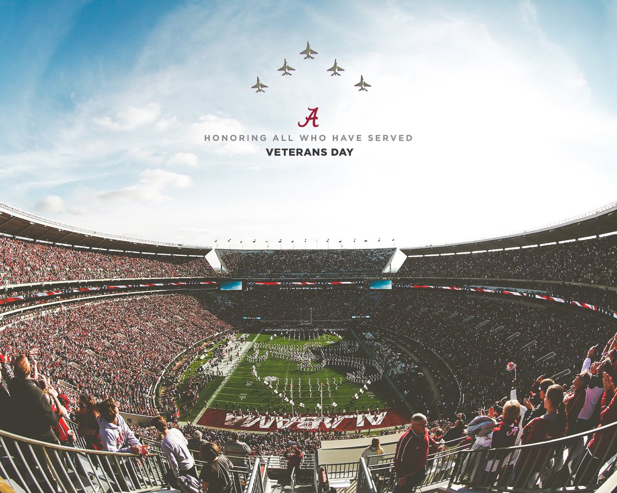 AlabamaFTBL's tweet photo. THANK YOU to all the brave men and women who have served and those still serving for protecting us and our freedom! #BamaSalute 🇺🇸 https://t.co/zr1dQAmoKL