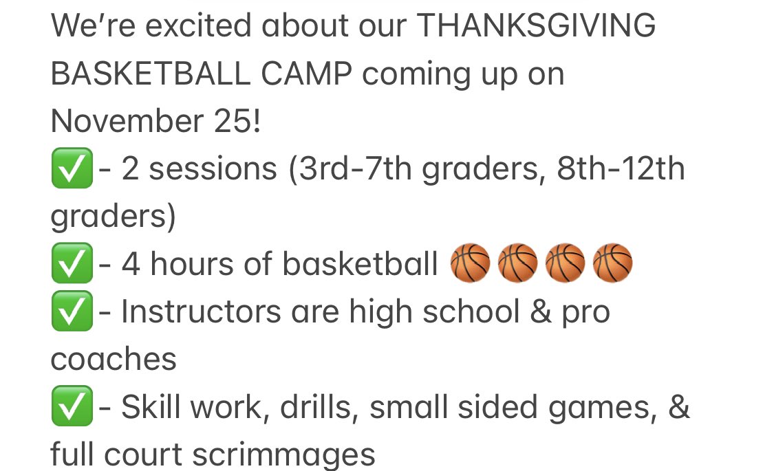 NCSpartans's tweet photo. For more information on THANKSGIVING camp or to register, visit our website https://t.co/V2m32YpTUS
#youthbasketball #kernersville #kernersvillenc #stokesdalenc #oakridgenc #winstonsalem #highpoint #Greensboro #greensboronc #madisonnc #Reidsville https://t.co/GWLLCEWOrW