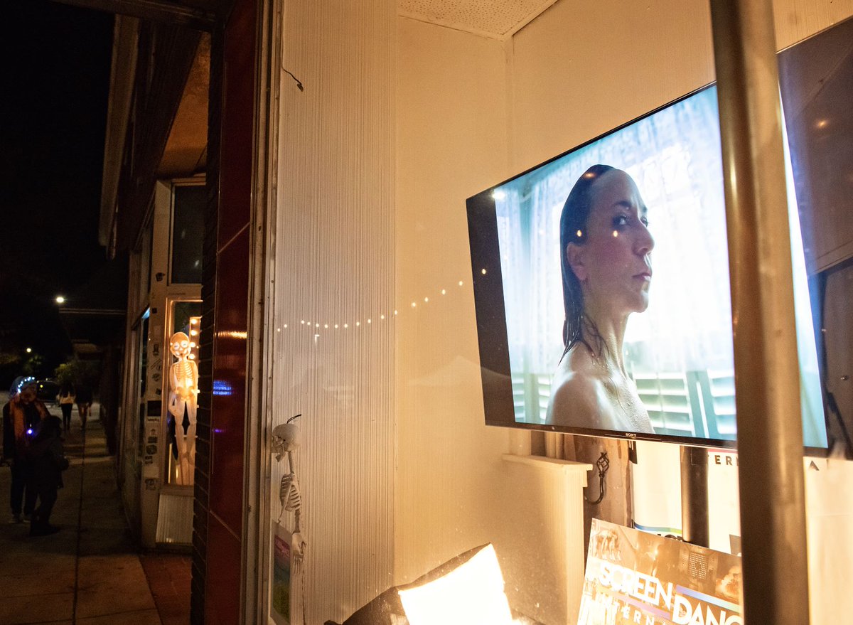 ypsiGLOW's tweet photo. Thanks #ScreenDanceInternational + curator Joanna McNamara for sharing 2020 dance film shorts from across the globe for #ypsiGLOW!  The array of urban street dance, contemporary ballet + dance mesmerized us in the windows of #StylezUnlimited.  Photos by Leisa Thompson. #ypsireal https://t.co/nNUkciInFN