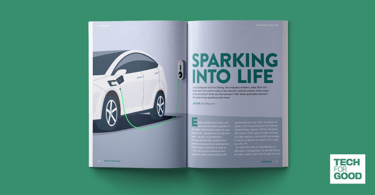 Sparking into life Two industry insiders help  #TechForGood track the current state of the  #EV market. How close is the revolution? What are the barriers? Will  @Tesla dominate forever?  https://bit.ly/2UjraEO 