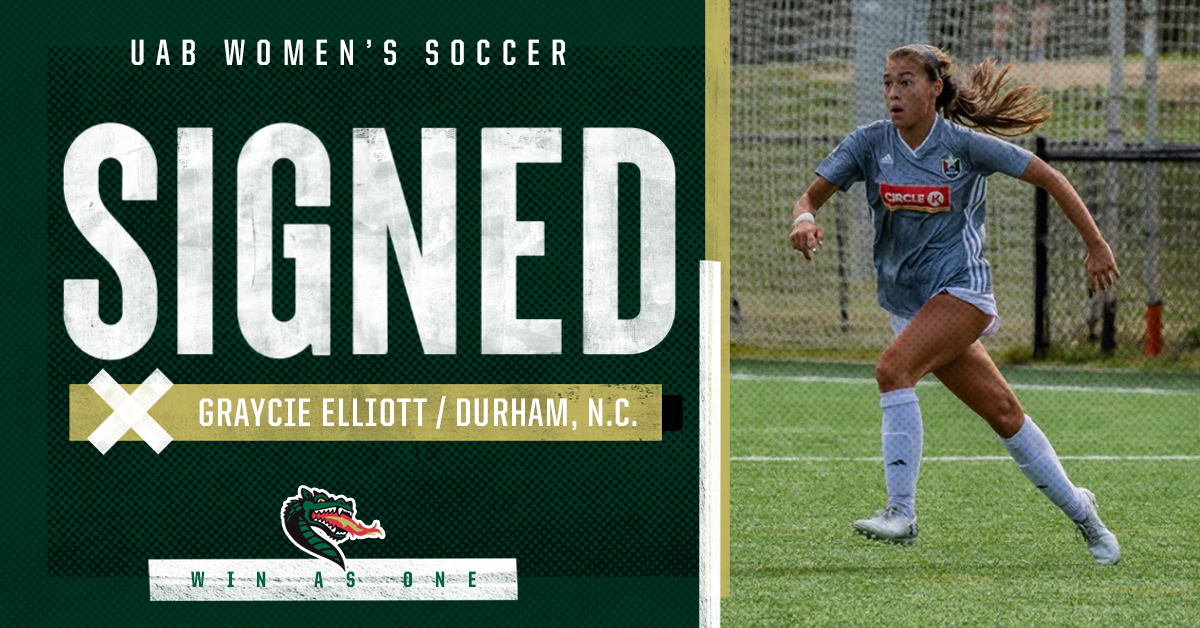 UAB_WSOC's tweet photo. Our newest Blazer is @graycieelliott‼️🐉⚽️ #WinAsOne #80UP #NationalSigningDay #NSD20 https://t.co/HaQj5R3vFA
