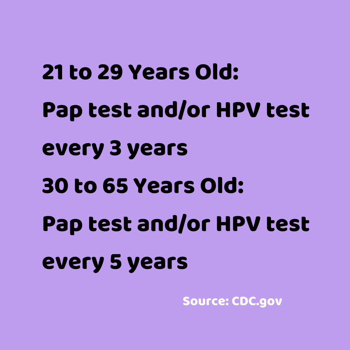 GetYourScreen's tweet image. How often should you #GetYourScreen for #CervicalCancer ? (Recommendations may vary based on health history, always talk to your doctor!) Visit cdc.gov/cancer/cervical for more information
