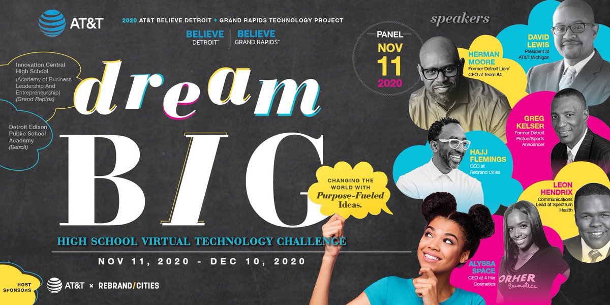 GaudardM's tweet photo. GR Innovation Central and Detroit Edison Public Academy students, get ready to DREAM BIG!! AT&amp;T Believe Detroit &amp; Believe Grand Rapids along with Rebrand Cities are kicking off the virtual tech challenge today! #attbelieves https://t.co/0O6F5VSaLs
