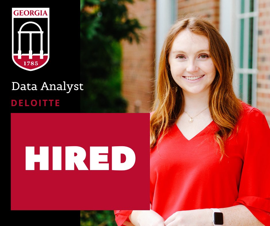Georgianalytics's tweet photo. HIRED! The first “Hired”post of the MSBA 2021 cohort is Eavan Hendry! She accepted her data analyst role with Deloitte in their Government and Public Services sector. Congratulations Eavan! #georgiaanalytics #msba #businessanalyst #terrycollegeofbusiness #terrycollege https://t.co/uX9T0gXsfT